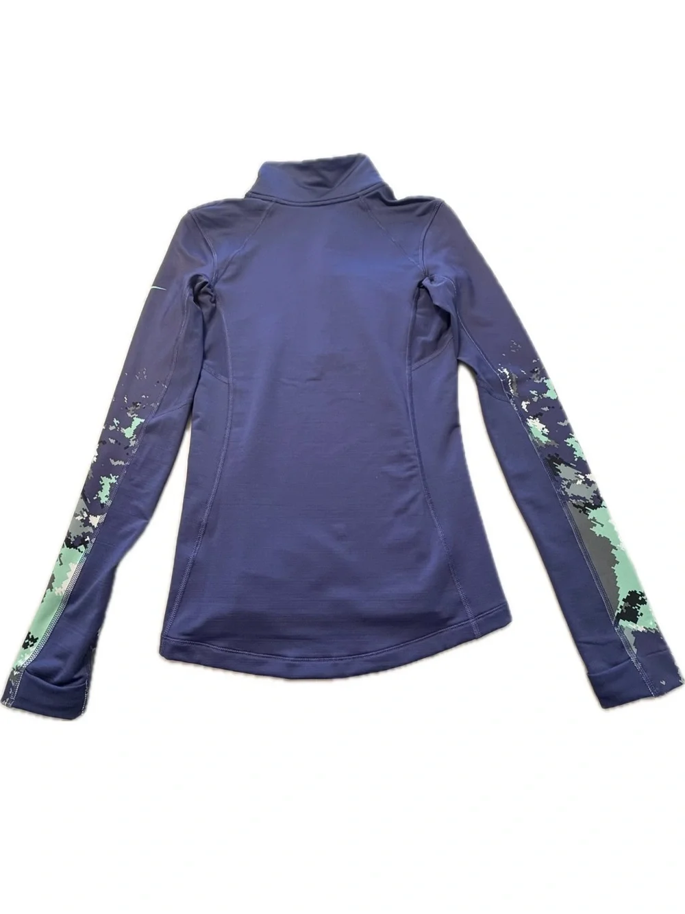 Nike Purple Half-Zip Long Sleeve Athletic Top with Printed Sleeves